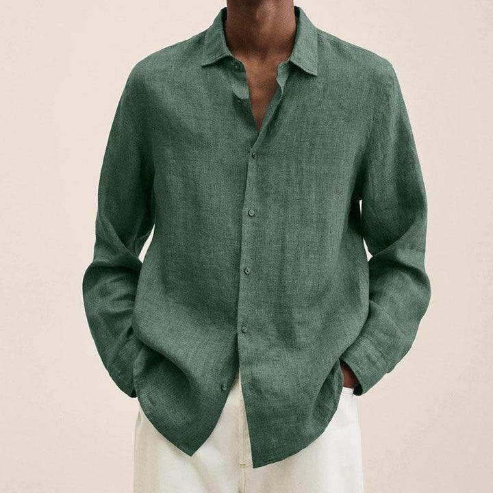 Herreskjorte med lange ærmer og knaplukning - Spread Collar